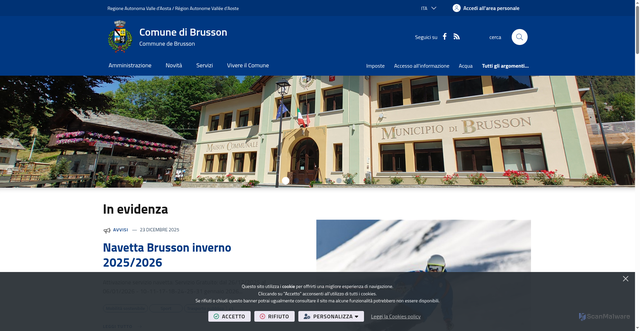 Security scan screenshot of https://www.comune.brusson.ao.it/it-it/home