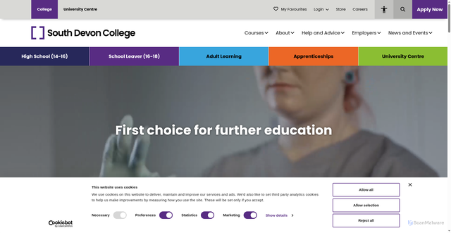 Security scan screenshot of https://www.southdevon.ac.uk/