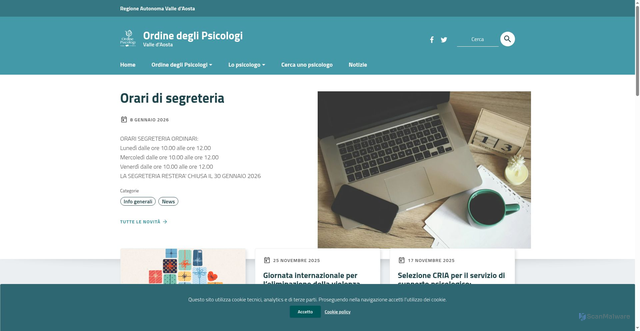 Security scan screenshot of https://ordinepsicologi.vda.it/