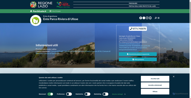 Security scan screenshot of https://www.parchilazio.it/rivieradiulisse