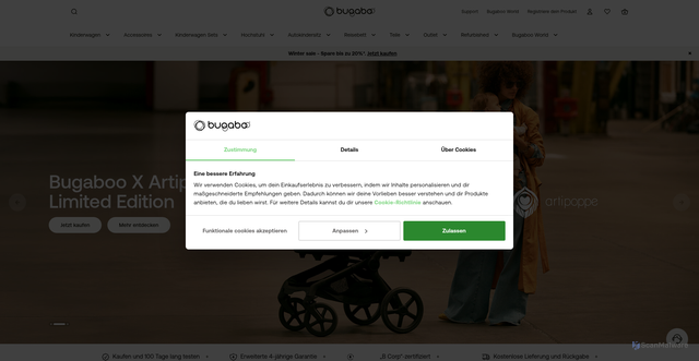 Security scan screenshot of https://bugaboo.com