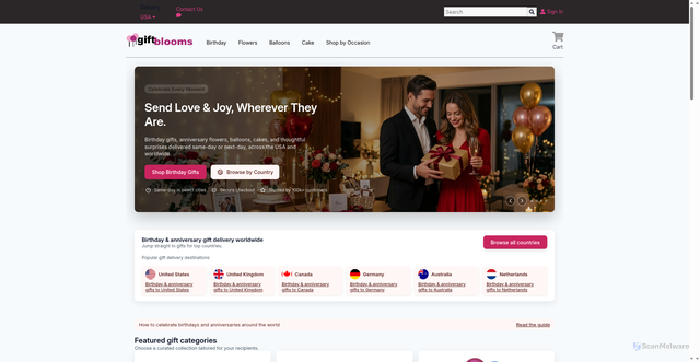 Security scan screenshot of https://giftblooms.com