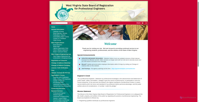 Security scan screenshot of https://www.wvpebd.gov/