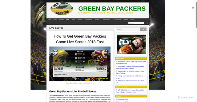 Security scan screenshot of https://www.packersgame.net/live/live-scores/