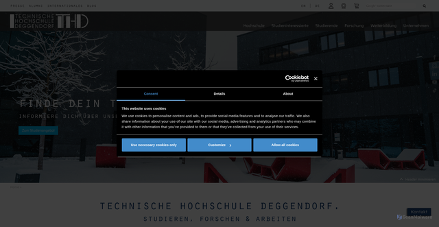 Security scan screenshot of https://th-deg.de