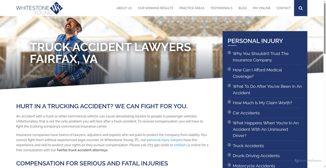 Security scan screenshot of https://www.wbymlaw.com/personal-injury/truck-accidents/