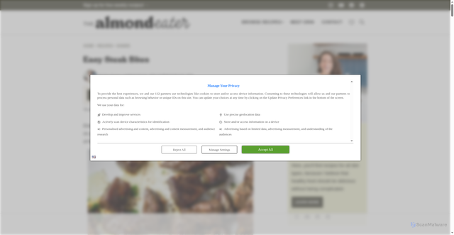 Security scan screenshot of https://thealmondeater.com/easy-steak-bites/