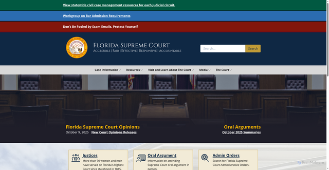 Security scan screenshot of https://supremecourt.flcourts.gov/