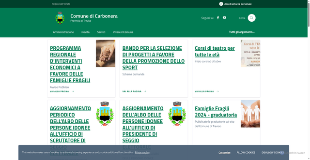 Security scan screenshot of https://www.comune.carbonera.tv.it/home
