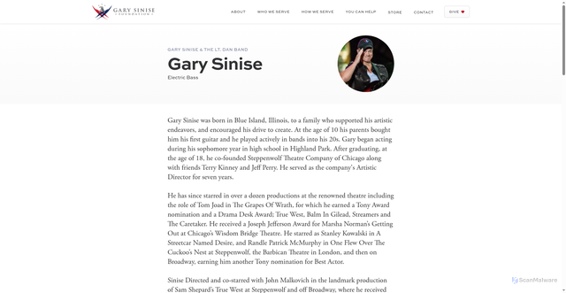Security scan screenshot of https://garysinisefoundation.org/programs/lt-dan-band/meet-the-band/gary-sinise