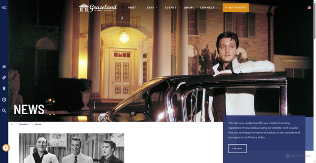 Security scan screenshot of https://www.graceland.com/elvis-news/posts/radio-and-television-icon-wink-martindale-passes-away-at-the-age-of-91