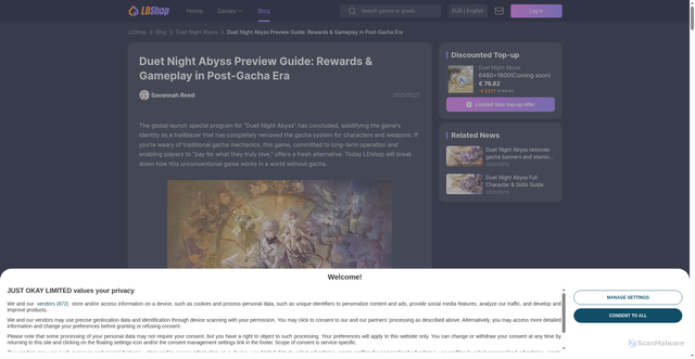 Security scan screenshot of https://www.ldshop.gg/blog/duet-night-abyss/dna-preview-guide.html