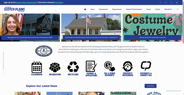 Security scan screenshot of https://scotchplainsnj.gov/