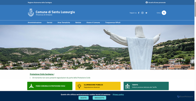 Security scan screenshot of https://www.comune.santulussurgiu.or.it/it/