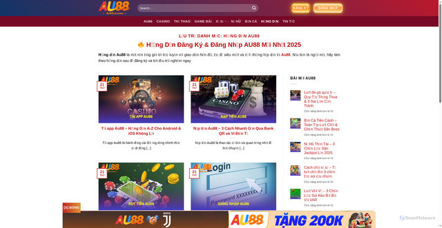 Security scan screenshot of https://au88-binb.com/huong-dan-au88/