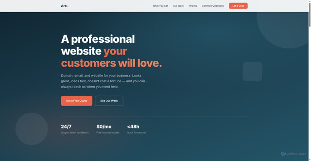 Security scan screenshot of http://ark-portfolio.pages.dev/