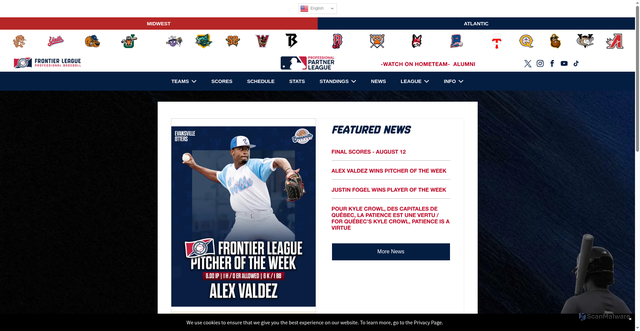 Security scan screenshot of https://www.frontierleague.com/