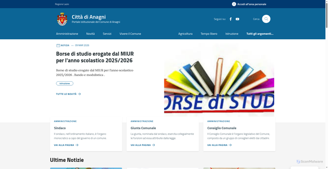 Security scan screenshot of https://comune.anagni.fr.it/