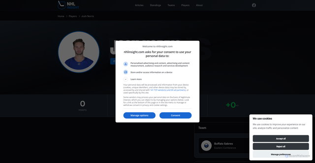Security scan screenshot of https://nhlinsight.com/players/josh-norris/