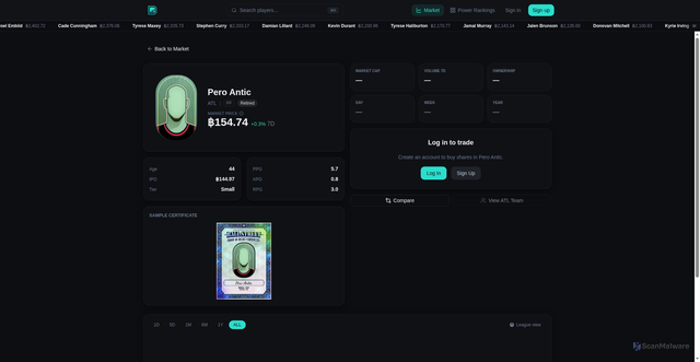 Security scan screenshot of https://ballstreet.app/market/4b61eeec-4f80-4a50-8b27-c5c755672ff0-pero-antic