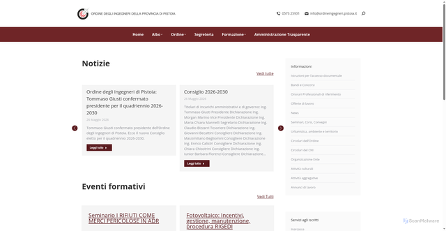 Security scan screenshot of https://www.ordineingegneri.pistoia.it