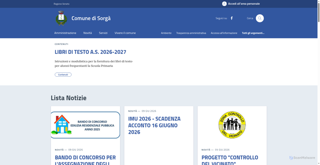 Security scan screenshot of https://www.comune.sorga.vr.it
