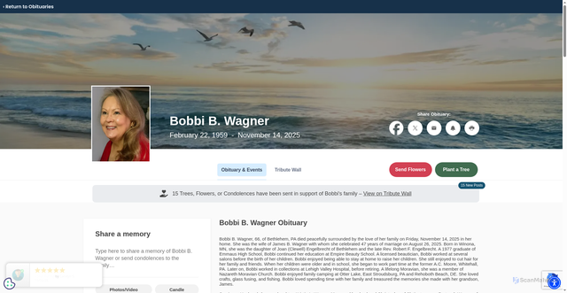 Security scan screenshot of https://www.cantelmifuneralhome.com/obituaries/Bobbi-B-Wagner?obId=46399716