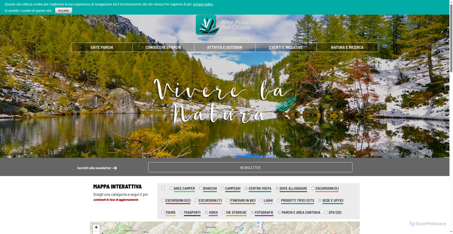 Security scan screenshot of https://www.areeprotetteossola.it/it/