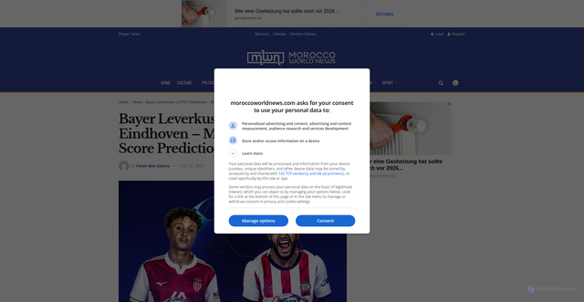 Security scan screenshot of https://www.moroccoworldnews.com/2025/10/261183/bayer-leverkusen-vs-psv-eindhoven-match-preview-score-prediction/