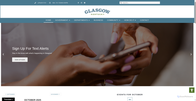 Security scan screenshot of https://cityofglasgow.gov/
