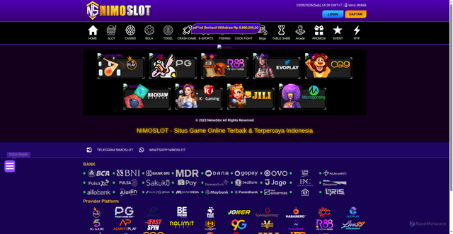 Security scan screenshot of https://nimolove.site/desktop/game/arcade/evoplay