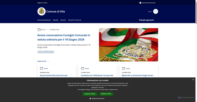 Security scan screenshot of https://www.comune.vita.tp.it