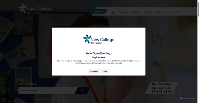 Security scan screenshot of http://www.newcollege.ac.uk