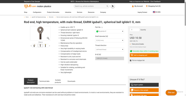 Security scan screenshot of https://www.igus.com/product/igubal_EARM_EALM_HT?srsltid=AU7gw4VD4TLgJlCaJ-oGXW3VdENPGV13MoYkoTaUKRjz-nE54rg5ZLJn
