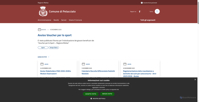 Security scan screenshot of https://www.comune.petacciato.cb.it/it