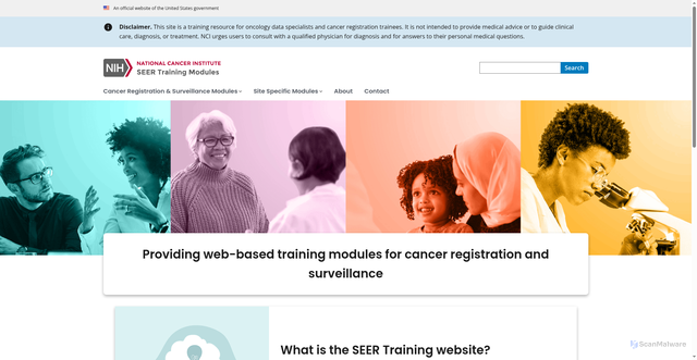 Security scan screenshot of https://training.seer.cancer.gov