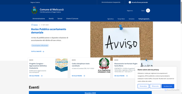 Security scan screenshot of https://comune.melicucca.rc.it/