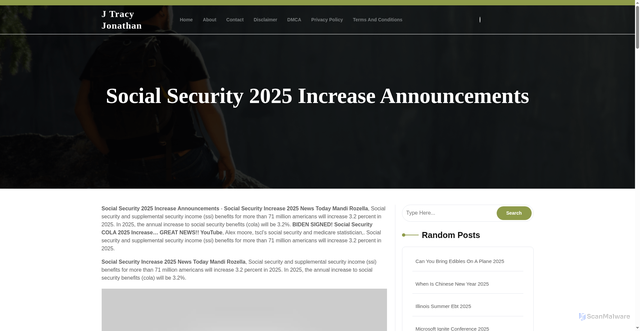 Security scan screenshot of https://jtracyjonathan.pages.dev/ydqom-social-security-2025-increase-announcements-wpsft/