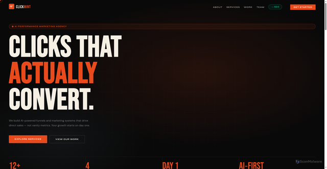 Security scan screenshot of https://clickmint-x5oq8mvbg8.edgeone.app/
