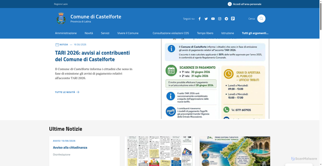Security scan screenshot of https://www.comune.castelforte.lt.it
