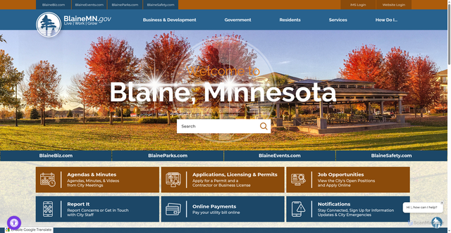 Security scan screenshot of https://blainemn.gov/