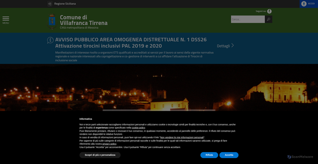 Security scan screenshot of https://comune.villafrancatirrena.me.it/