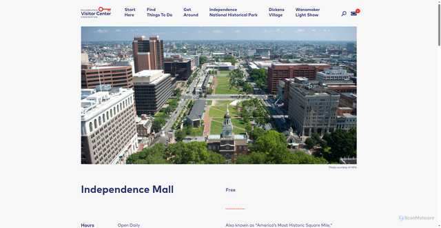Security scan screenshot of https://www.phlvisitorcenter.com/things-to-do/independence-mall