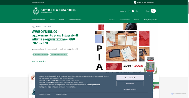 Security scan screenshot of https://www.comune.gioiasannitica.ce.it/