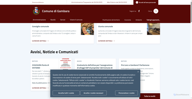 Security scan screenshot of https://www.comune.gambara.bs.it/