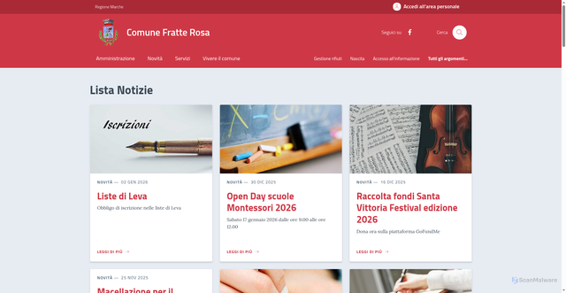 Security scan screenshot of https://comune.fratte-rosa.pu.it/