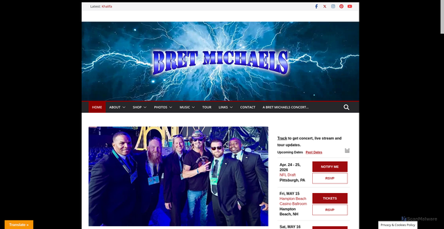 Security scan screenshot of https://www.bretmichaels.com/