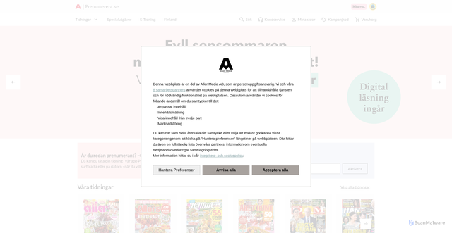 Security scan screenshot of analytics.prenumerera.se