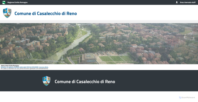 Security scan screenshot of https://www.comune.casalecchio.bo.it/servizi/notizie/notizie_homepage.aspx