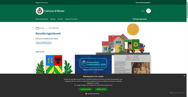 Security scan screenshot of https://www.comune.bruno.at.it